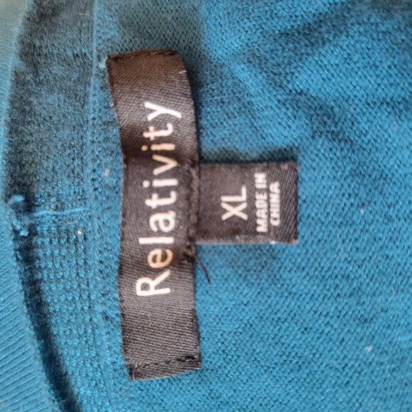Relativity Teal Long Sleeve Open Cardigan Sweater With Lace-Up Sleeve Detail Siz - Picture 4 of 5
